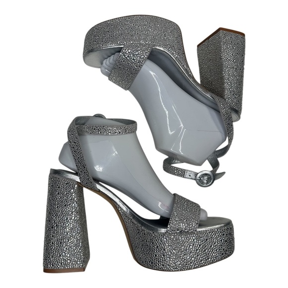 Larroude Dolly Silver Crystal Platform Sandal Heels. Sz: 9.5 - Picture 8 of 11
